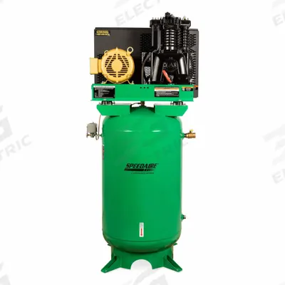 SPEEDAIRE Electric Air Compressor: 7.5 hp, 2 Stage, Vertical, 80 gal, 23.5 cfm, 175 psi - Pressure Lubricated Stationary Electric Air Compressors
