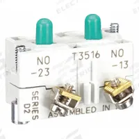 EATON Contact Block: 30 mm Panel Mounting Size, 2NO, Momentary, 10250T/E34 Series (MPN 10250T2). Key specifications — Switch Action: Momentary; Terminal Connection Type: Screw Clamp Terminals; Brand: EATON; Compatible with Series: 10250T.
