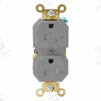 LEVITON Plugs and Receptacles: Duplex, 5-20, Gray, 125V AC, 20 A, 2 Pole / 3 Wire (MPN 5362-SGG)