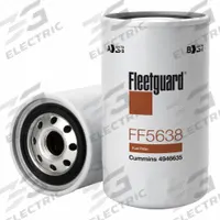 FLEETGUARD Automotive Fuel Filter: 14 3/16 in Overall Lg, 3 3/16 in Outside Dia, Diesel Fuel, Diesel (MPN FF5638). Key specifications — attr1137520: BF9910; attr1137521: FF5638; attr434022: FLEETGUARD; attr1017113: New Holland.
