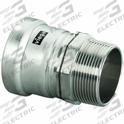VIEGA MEGAPRESS Crimp Adapter Fitting: 3 in Pipe x 3 in Pipe Size, Press-fit x MNPT - Stainless Steel Press Fittings