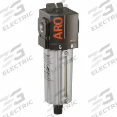 ARO Filter: Coalescing, 1/2 in NPT, 0.3 micron, 197 scfm, 250 psi Max Op Pressure, Metal Bowl (MPN F35342-311). Key specifications — attr110055: Series 2000; attr110008: ARO.