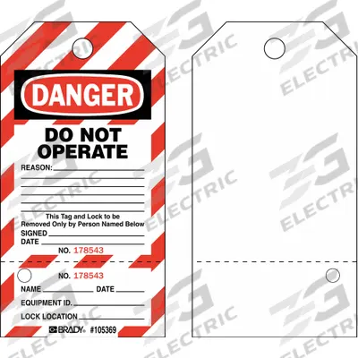 BRADY Danger Tag: Danger, Do Not Operate, Paper, Write-On Surface, English, Danger - Safety