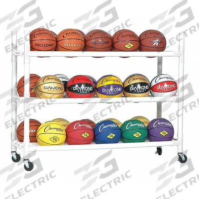 CHAMPION SPORTS Ball Rack: 55 in Overall Lg, 19 in Overall Wd, 45 in Overall Ht, Plastic - Equipment Racks