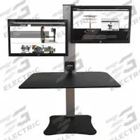 VICTOR Electric Sit-Stand Desk: (2) Monitor Arms/Power Cord/Push Button Sit-to-Stand Controller (MPN DC450). Key specifications — Includes: Push Button Sit-to-Stand Controller; Desktop Material: Wood; Brand: VICTOR; Desktop Color: Black.
