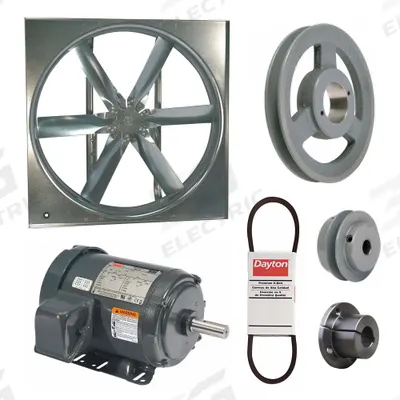 Dayton Supply Fan w/Drive Package: Belt Drive, 30 in Blade, Totally Enclosed, 11,061 cfm - Belt-Drive Panel Supply Fans with Drive Package