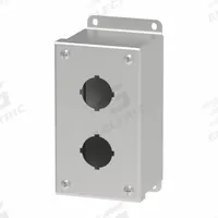 HOFFMAN Push Button Enclosure: 30mm, 2 Holes, 304 Stainless Steel, NEMA 4X (MPN E2PBSS). Key specifications — attr211299: HOFFMAN; attr1043605: Washdown-Corrosion-Resistant.