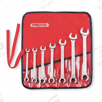 PROTO Flare Nut Wrench Set: Alloy Steel, Satin, 7 Tools - SAE, Double End, Standard-Head, 6-Point Flare Nut Wrench Sets