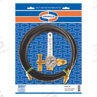 UNIWELD Gas Calibration Flowmeter Regulator: CGA 580 Inlet, 5/8"-18 M RH Outlet (MPN KFR14). Key specifications — Compatible Gas Type: Argon; Manufacturer Part Number: KFR14; Brand: UNIWELD; Inlet Connection: CGA 580; Outlet Connection: 5/8"-18 M RH.