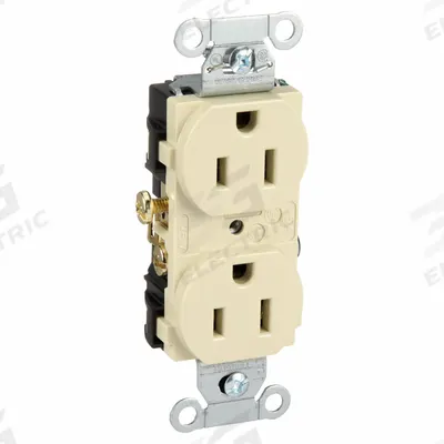 HUBBELL Receptacle: Duplex, 5-15, Ivory, 125V AC, 15 A, 2 Pole / 3 Wire (MPN CR15I) - General Purpose Receptacles