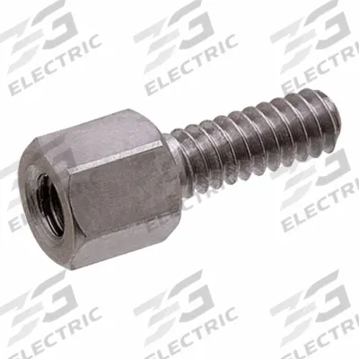 RAF ELECTRONIC HARDWARE Jack Screw: Male x Female, #4-40 Thread Sz, 15/16 in Lg, Hex, Steel, 3/16 in Hex Wd - Jack Screws