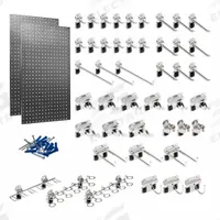 TRITON PRODUCTS Pegboard Panel Kit: Square, 3/8 in Peg Hole Size, 42 in x 24 in x 9/16 in, Silver (MPN LB2-Skit). Key specifications — Material: Stainless Steel; Finish: Brushed; Peg Hole Shape: Square; Includes: (9) 3 in Stainless Steel Single Rod 30 Degrees Bend; Color: Silver; Brand: TRITON PRODUCTS.