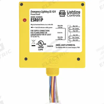 RIB Enclosed Pre-Wired Relay: 20 A Rating, DPDT - Emergency Lighting Bypass/Shunt Relays