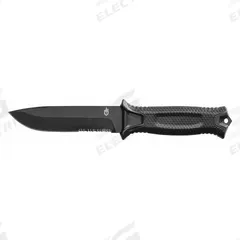 GERBER Fixed Blade Knife: Serrated, 9 3/4 in Overall Lg, Steel, Rubber, 4 3/4 in Blade Lg (MPN 30-001060). Key specifications — attr307498: Yes; attr307493: Rubber; attr307491: Steel; attr324881: GERBER.