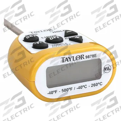 TAYLOR Digital Food Service Thermometer: Food Safety, LCD, 6 in Overall Lg - Digital Thermometers for Food