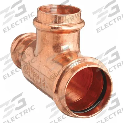 VIEGA PROPRESS Crimp Tee Fitting: Tee, 2 in CTS x 1 1/2 in CTS x 3/4 in CTS size - Plumbing Copper & Bronze Press Tube Fittings