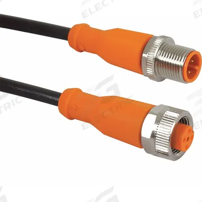 IFM Cordset: M12 Male Straight X M12 Female Straight, 5 Pins, Black, PUR, 2 m Cable Lg - Double-Ended Cordsets with PUR Jacket for Twisting Applications