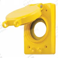 HUBBELL WIRING DEVICE-KELLEMS Weatherproof Cover: Thermoplastic, Locking 30A Receptacles, 1 Gangs (MPN HBL6800). Key specifications — Brand: HUBBELL WIRING DEVICE-KELLEMS; Color: Yellow; Compatible with Product Type: Locking 30A Receptacles; Mounting Orientation: Vertical.