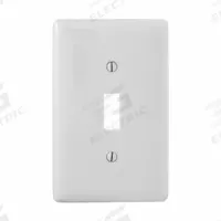 HUBBELL Wall Plate: Toggle, 1 Gang, White, Midsize Size (MPN NPJJ1W). Key specifications — Brand: HUBBELL; Material: Nylon.