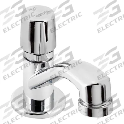DELTA FAUCET COMPANY Low Arc Bathroom Faucet: Delta Commercial, Single-Post, Brass - Single-Post Push-Button Metering Bathroom Faucets