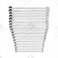GEARWRENCH Box End Wrench Set: Alloy Steel, Chrome, 17 Tools, 8 mm to 25 mm Range of Head Sizes (MPN 85989). Key specifications — attr324927: GEARWRENCH; attr309452: Tray; attr309451: No; attr309461: Chrome; attr309460: Alloy Steel; attr309463: No; attr309449: 8 mm to 25 mm.