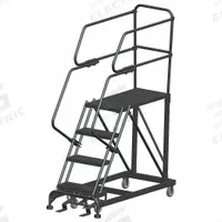 BALLYMORE Mobile Work Platform: 3.3 ft Platform Ht - Max, 24 in x 48 in, Steel, 800 lb Load Capacity (MPN SEP4-2448). Key specifications — Folding: Not Foldable; Mobility: Rolling; Brand: BALLYMORE; Color: Gray; Height Adjustability: Fixed Height; Includes Handrails: Handrails Included; Locking Mechanism: Foot-Activated Step Lock; Handrails: Includes Handrails.