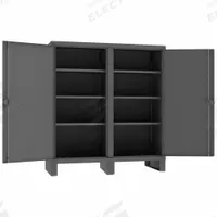 DURHAM MFG Storage Cabinet: 60 in x 24 in x 66 in, 6 Adj Shelves, 2 Doors, Legs, Gray, Assembled (MPN HDDS246066-6S95). Key specifications — Brand: DURHAM MFG; Base Type: Legs; Cabinet Color: Gray; Frame Assembled: Assembled.