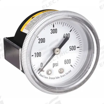 APPROVED VENDOR Panel-Mount Pressure Gauge: U-Clamp, 0 psi to 600 psi, 2 in Dial - U-Clamp Panel-Mount with Brass/Bronze Wetted Parts