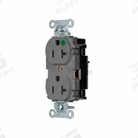 HUBBELL Receptacle: Hospital Grade, Duplex, 5-20R, Gray, 125V AC, 20 A, 2 Pole / 3 Wire (MPN 8300STGY)