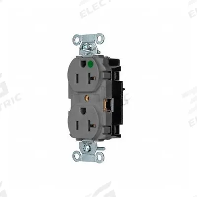 HUBBELL Receptacle: Hospital Grade, Duplex, 5-20R, Gray, 125V AC, 20 A - General Purpose Receptacles