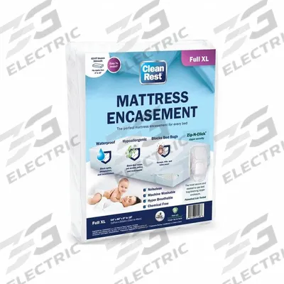 CLEANREST Mattress/Box Spring Protector: Full XL, 80 in Overall Lg, 54 in Overall Wd - Mattress Encasements