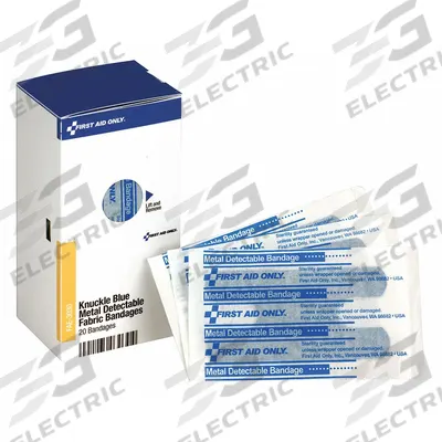 FIRST AID ONLY Adhesive Bandage: Knuckle Bandages, 1 7/8 in Wd, 2 7/8 in Lg - Metal Detectable Knuckle Bandages