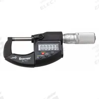 STARRETT Digital Outside Micrometers: 0 in to 6 in /0 mm to 150 mm, Inch/Metric (MPN S733.1BXFLZ). Key specifications — attr1182744: 0.00005 in/0.001 mm; attr1182751: Certificate of Inspection; attr1182776: Not Rated; attr1182741: STARRETT; attr1182743: +/- 0.002 mm; attr1182759: Yes.