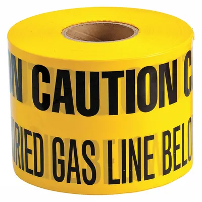 OEM Underground Marking Tape: 1,000 ft Tape Lg, Yellow, Polyethylene - Yellow Gas Line Underground Marking Tape