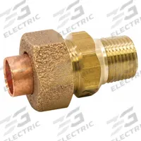 NIBCO Sweat Fitting Union: 3/8 in CTS x 3/8 in Pipe, Cup x MNPT, Bronze (MPN 7334-3/8)