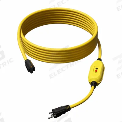 APPROVED VENDOR Line Cord GFCI: Auto Reset, 51 ft Lg, 12/3, 5-15P Plug, 15 A Current, 125V AC - Inline GFCI Cords