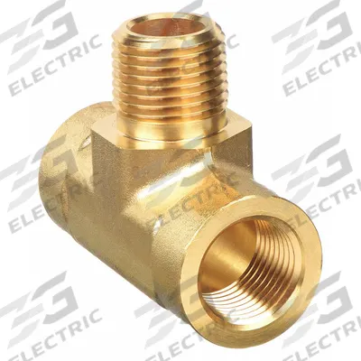PARKER Metal Pipe Tee: Tee, Bright Brass, 1/4 in x 1/4 in x 1/4 in, 3,000 psi - Threaded Extreme-Pressure Instrumentation Pipe Fittings