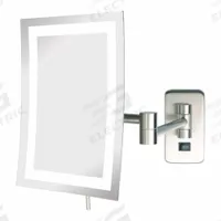 SEE ALL Makeup Mirror: Rectangular, Glass, 13 in Overall Ht, 11 in Overall Wd, 3 in Overall Dp, Wall (MPN HLEDNSA69D). Key specifications — Brand: SEE ALL INDUSTRIES; Frame Material: Metal; Frame Finish: Nickel; Frame Color: Silver; Lighting Location: Front; Mirror Edge Style: Polished Edge; Lighted: Yes.