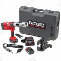 RIDGID Cordless Press Tool Kit: Extended/Std, Pistol Grip, Black Steel/Copper/PEX/Stainless Steel (MPN 65473). Key specifications — attr518742: RP 342-XL; attr525712: Z3 MegaPress Actuator; attr518712: (2) Batteries.