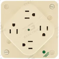 BRYANT Receptacle: Hospital Grade, Quad, 5-15R, Ivory, 125V AC, 15 A, 2 Pole / 3 Wire (MPN 1254HSIA)