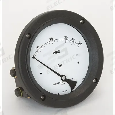 MIDWEST INSTRUMENT Differential Pressure Gauge: Back, 1/4 in NPT Female, ±3-2-3% Gauge Accuracy - Medium & High Operating Pressure Differential Gauges