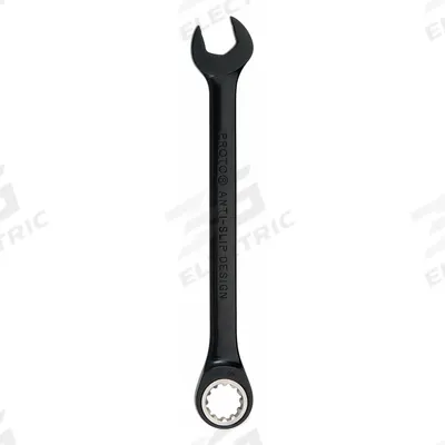 PROTO Combination Wrench: Alloy Steel, Black Chrome, 1 in Head Size, 12 3/4 in Overall Lg - SAE Spline Ratcheting Combination Wrenches