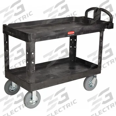 RUBBERMAID COMMERCIAL PRODUCTS Utility Cart: 750 lb, 2 Shelves, 47 in L x 25 in W Self - Utility Carts For Rough Surfaces