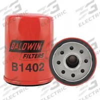 BALDWIN FILTERS Oil Filter: B1402, LF3537, M20-1.50 Thread Size, 3 1/2 in Overall Ht, Oil, Cellulose. Key specifications — Baldwin Interchange: B1402; FleetGuard Interchange: LF3537; Brand: BALDWIN FILTERS; Compatible Vehicle Make: Nissan; Includes: 14 psid Bypass Valve; Media Material: Cellulose.