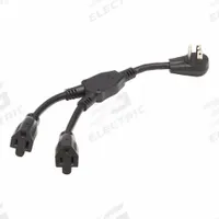 EATON TRIPP LITE Power Cord: 1 ft Lg, 3/14, 5-15P Plug, (2) 5-15R Receptacle, SJT, PVC, 15 A Current (MPN P024-001-15D-2). Key specifications — Brand: EATON TRIPP LITE; Jacket Material: PVC.