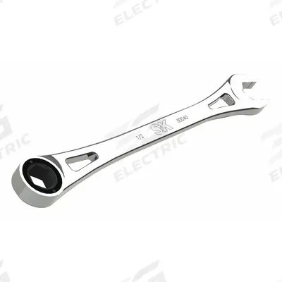 SK PROFESSIONAL TOOLS Combination Wrench: Alloy Steel, Chrome, 1/2 in Head Size - SAE 6-Point Ratcheting Combination Wrenches