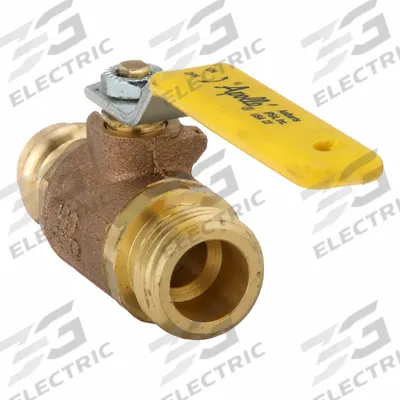 APOLLO Manual Two-Way Ball Valve: 1/2 in, Bronze, Straight, Press x Sweat, Full Port - Bronze Ball Valves with Dust Cap & Chain