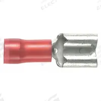 PANDUIT Wire Disconnect: Female Socket, Red, Nylon, Partial Coverage, 22 AWG – 18 AWG Wire Size (MPN DNF18-250-M). Key specifications — attr1307035: PANDUIT; attr1307036: DNF18-250-M.