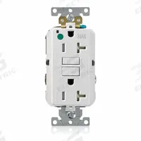 LEVITON GFCI Receptacle: Hospital Grade, Decorator Duplex, 5-20R, White, GFCI, 125V AC, 20 A (MPN GFWT2-HGW)