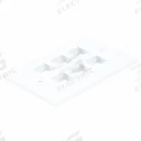 MONOPRICE Wall Plate: White, 1 Gang, 6 Port, Flat Module, Plastic, Horizontal (MPN 6733). Key specifications — Brand: MONOPRICE; Material: Plastic; Color: White; Compatible Connector Type: RJ45; Outlet Orientation: Horizontal; Module Style: Flat.